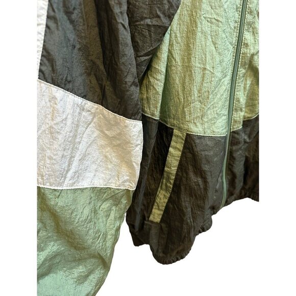 Champion Windbreaker Full Zip Green Color block Track Jacket Mens Sz Large - Picture 6 of 10